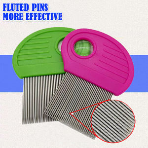 أفضل مشط للبراغيث والقمل بمقبض بلاستيكي غير قابل للتآكل ومضاد للانزلاق، مع أسنان من الفولاذ المقاوم للصدأ وتصميم إبرة مموجة للاستخدام المنزلي - Product Image 1