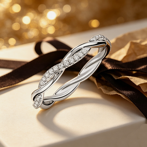 Anillos Apilables de Moda Chapados en Oro de 18K, Conjunto de Anillos de Boda de Cobre con Banda Infinita Trenzada y Circonitas Cúbicas para <span class=keywords><strong>Mujer</strong></span>, Sin Deslustre, Directo de Fábrica - Product Image 4