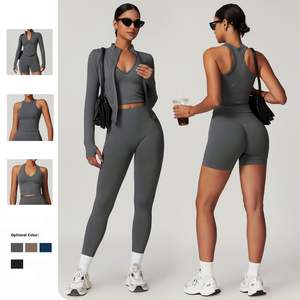 Ropa Deportiva Personalizada para Mujer, Conjunto de Fitness, Top Deportivo, Leggings Deportivos y Bra, Conjunto de Yoga con Chaqueta - Product Image 2