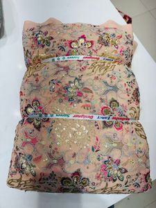 Cao Cấp Mềm Mịn Thêu Polyester Vải 100% Polyester Trọng Lượng Nhẹ Bền Thêu Vải Cho Ăn Mặc Saree Đồng Phục - Product Image 4