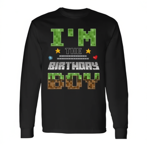 Camiseta de manga larga I'm The Birthday Boy Pixel Gaming para niños y adultos, ropa para fiestas de cumpleaños - Product Image 2