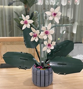 Plástico Lego flor orquídea maceta flor planta modelo Mesa decoración plástico bloques de construcción Juguetes Juegos de bloques de construcción - Product Image 2