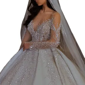 S0481F Envío Directo Vestidos <span class=keywords><strong>de</strong></span> Novia <span class=keywords><strong>de</strong></span> Talla Grande con Apliques <span class=keywords><strong>de</strong></span> Encaje <span class=keywords><strong>de</strong></span> Lujo Brillantes Vestidos <span class=keywords><strong>de</strong></span> Novia con Cuentas <span class=keywords><strong>de</strong></span> <span class=keywords><strong>Estambul</strong></span> - Product Image 1