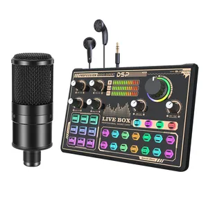 Nexest Haoyu Audio Sound Card V-V9 One Button Operation Recording Singing Audio Mixer Audio Sound Card For Live Gaming