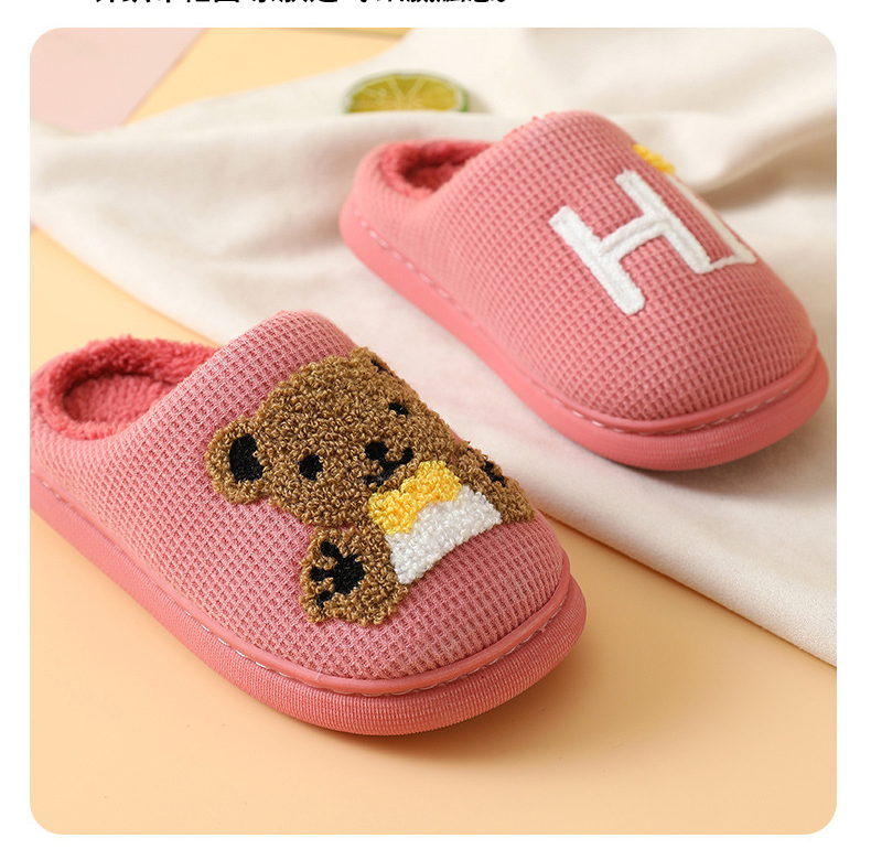 Wholesale Children Boy Girls Plush Slippers Winter Warm Cotton Kids Slipper Shoes