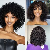Perruque courte bouclée avec frange, cheveux synthétiques résistants à la chaleur, pour femmes africaines, usage quotidien