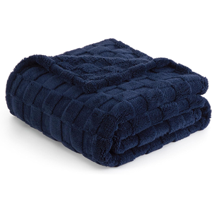 Luxury Thick Knitted Couch Blanket Solid Checkerboard Flannel Fleece for Winter Embroidered Pattern <b>Bed</b> & Throws-Wholesale - Product Image 5