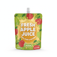 Usine OEM, Sachet Doypack en plastique imprimé sur mesure de 100 ml et 250 ml pour jus, boissons, vin, bière, avec bec verseur et fond stable