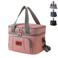 Sac isotherme double couche en tissu Oxford avec doublure en aluminium, pliable, portable, grande capacité pour le déjeuner, le travail et les activités de plein air