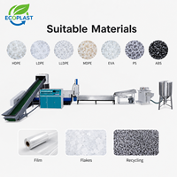 Ligne de compactage et de granulation de plastique recyclé pour entrepôt, pour films et flocons en HDPE, LDPE, LLDPE, MDPE, EVA, PS, ABS