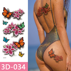 Nuovo design personalizzabile glow-in-the-dark cambia colore 3D adesivi tatuaggio fiore <span class=keywords><strong>e</strong></span> farfalla - Product Image 6
