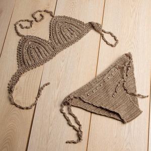 Bikini Brillante con Cuentas Personalizado, Bikini de Ganchillo Hecho a Mano, Conjunto de 2 Piezas, Traje de Baño de Lujo, Mini Bikini, Ropa de Playa, Traje de Baño para Mujer - Product Image 3