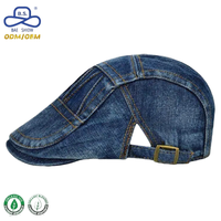 Fabricante de Sombreros OEM ODM, Gorras de Estilo Ivy Ajustables Personalizadas, Gorras Newsboy con un Botón a Presión, Tela Vaquera para Uso Diario Unisex