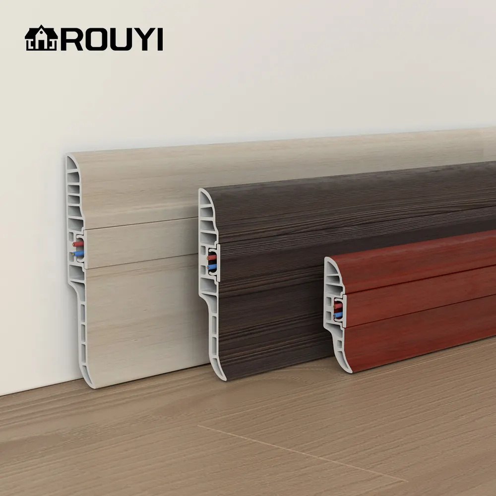 Rouyi Commercial Flooring Accessories Waterproof Easy to install Flooring Accessories 6'' Rubber Flat Pvc Wall Skirting Board