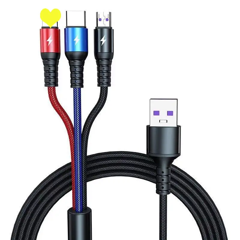 5A super cabo de carregamento 2021 louco venda 3 em 1 tipo C tipo micro USB carregador de telefone celular cabo de dados USB para celulares com Android para