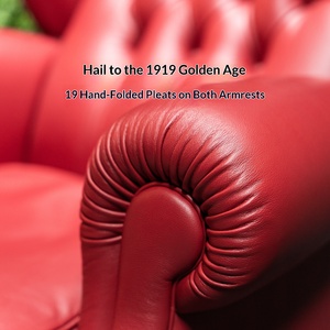 Fauteuil Cigare Vintage en Cuir Pleine Fleur Huilé et Ciré, Style Rétro 1919, Fauteuil d'Appoint Designer avec Assemblage Mortise et Tenon pour Projet de Villa de Luxe - Product Image 4