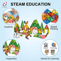 Jouets de construction éducatifs pour enfants Chengji, blocs d'assemblage créatifs, 45 pièces, série animaux de la ferme, 7,5 cm, tuiles magnétiques pour enfants