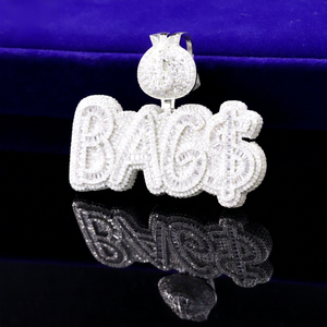 Colgante de Hip Hop Personalizable, Plata 925, Diamante VVS, Moissanita, Pasa el Test de Diamantes, Certificado CRA, Estilo Moderno, Colgante con Letra, Regalo - Product Image 1