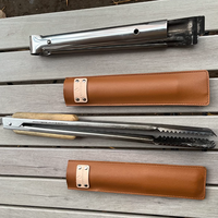 Housse de protection en cuir PU pour couteau de camping et pinces de barbecue, avec logo gaufré, accessoires de cuisine pour la randonnée