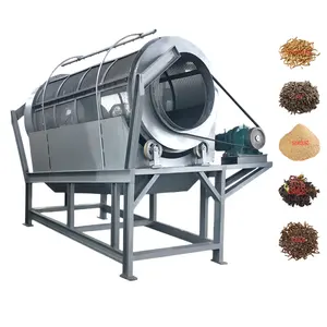 DZJX Gypsum Small Scale 3 Stage Rotary Trommel Screen Machine Shaftless Screener Rotating Drum Sifter With Cleaning Brush