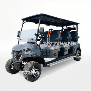 Carrito de Golf Eléctrico Elevado para Seis Pasajeros con Techo Rígido Negro, Parabrisas Dividido y Neumáticos Todoterreno para Lodo, Ideal para Transporte en Resorts - Product Image 1