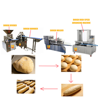 Ligne de production de pain automatique haute capacité, ensemble de 4 machines, ligne complète de traitement de la pâte électrique, utilisation en cuisine centrale industrielle