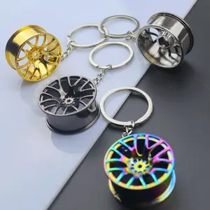 Mini Funny 3D Car Parts Turbo Metal Wheel Hub Bag Spinner Keychains Accessories Custom In Bulk For Key Tag Car