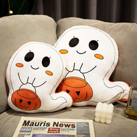 Coussin en peluche de forme irrégulière pour Halloween, motif fantôme, citrouille, chat noir, cadeau décoratif, coussin en peluche d'Halloween