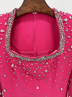 Robe de soirée élégante de luxe pour femme, style arabe du Moyen-Orient, ornée de strass et de perles, à manches mi-longues fendues, longueur ras du sol, collection 2026