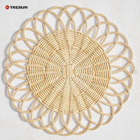 Assiette de présentation en rotin tressé imitation, faite à la main, pour décoration de mariage, de forme ronde, pour la cuisine