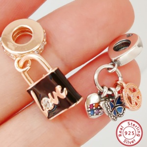 Dijes de Corazón con Certificación GDTC de la Marca HaYa para la Fabricación de Joyas, Dijes de Plata de Ley 925 al por Mayor, Estilo Pan, Dijes DIY Dora, Moda Unisex - Product Image 5