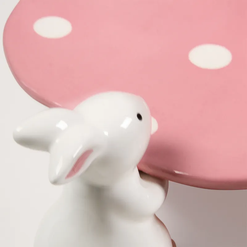 Groothandel Aangepaste Keramische Pasen Bunny Serie Cup Cake Stand Servies