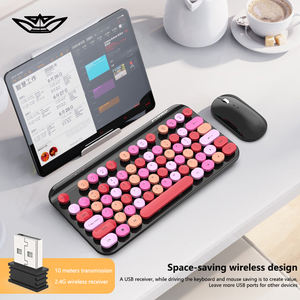 LVKIDRON Combo clavier-souris sans fil 75 touches ergonomique Punk <span class=keywords><strong>Mini</strong></span> Set USB 3.0 Interface Cadeau pour les filles utilisant des ordinateurs portables - Product Image 2