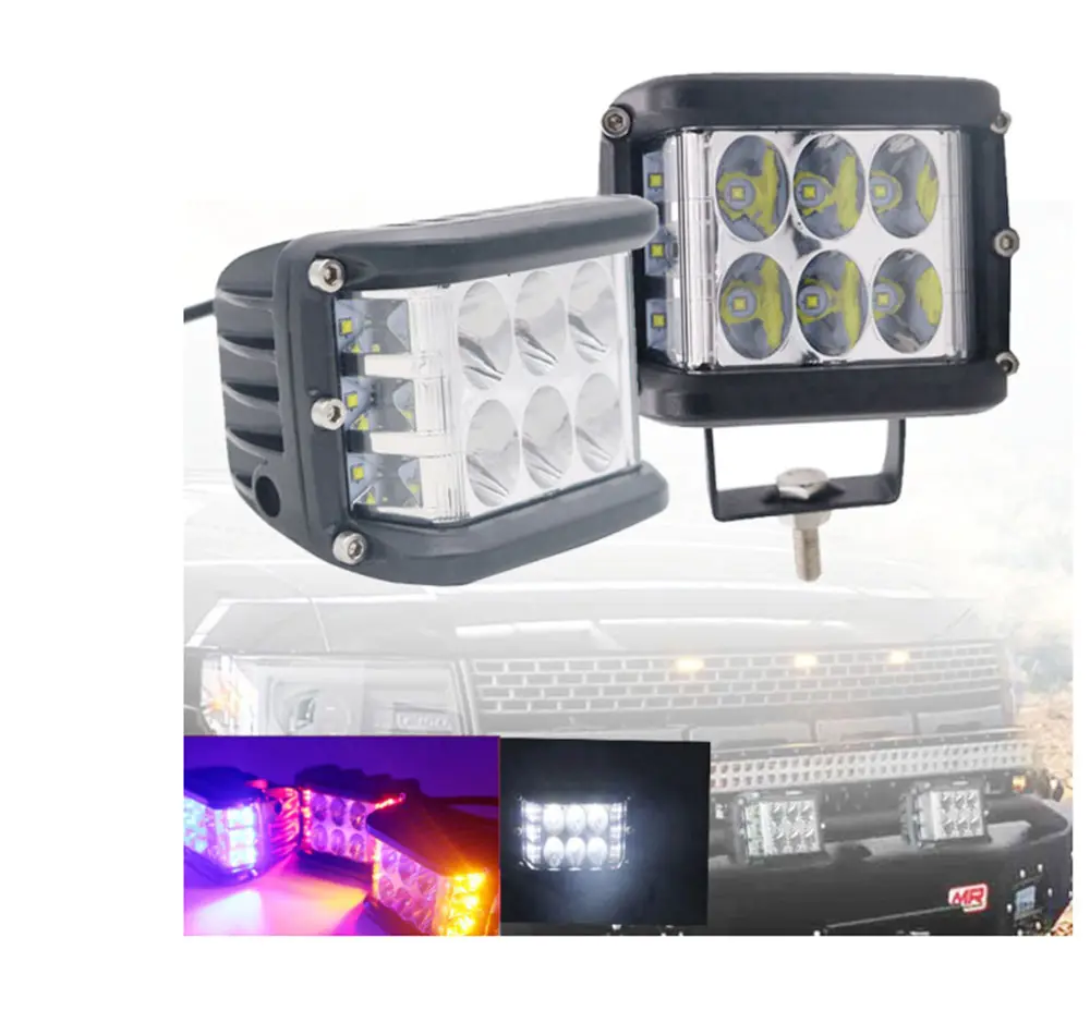 Hot Selling 12V Led Flashing Strobe 45w 36w LED Work Light Lamp Driving Fog Offroad Lamp Three Sides for Car Truck Motorcycles