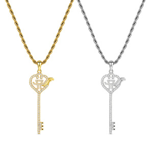 Ayumi Hamasaki Inspired AYU Logo Key Necklace Full Diamond Design Unisex Hip Hop Style Trendy Jewelry - Product Image 1