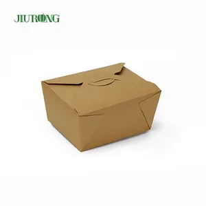 Jiurong Free Samples Folding Disposable Biodegradable Take Out Fast Food Containers Packaging Paper Boxes custom logo