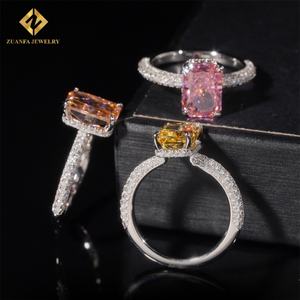 Joyería de Moda al por Mayor, Anillo de Compromiso de Plata de Ley 925 con Circonita Cúbica de Corte Radiante Colorida, Anillo con Incrustaciones de Circonita para Mujer y Hombre - Product Image 5