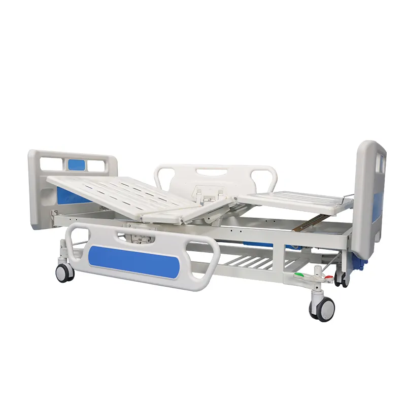 ABS 사이드 레일 2 기능 수동 금속 2 크랭크 매트리스가있는 의료 병원 침대