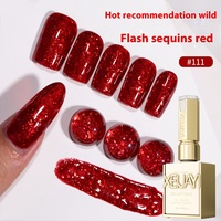 Vernis à ongles UV de haute qualité XEIJAYI 15ml, paillettes blanches et rouges, style français luxueux, nail art longue durée, fournitures pour ongles
