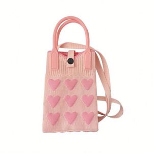 Sac à bandoulière mini pour téléphone en polyester imperméable au crochet, design tendance, fermeture éclair, sac fourre-tout mignon en forme de cœur pour femmes - Product Image 6
