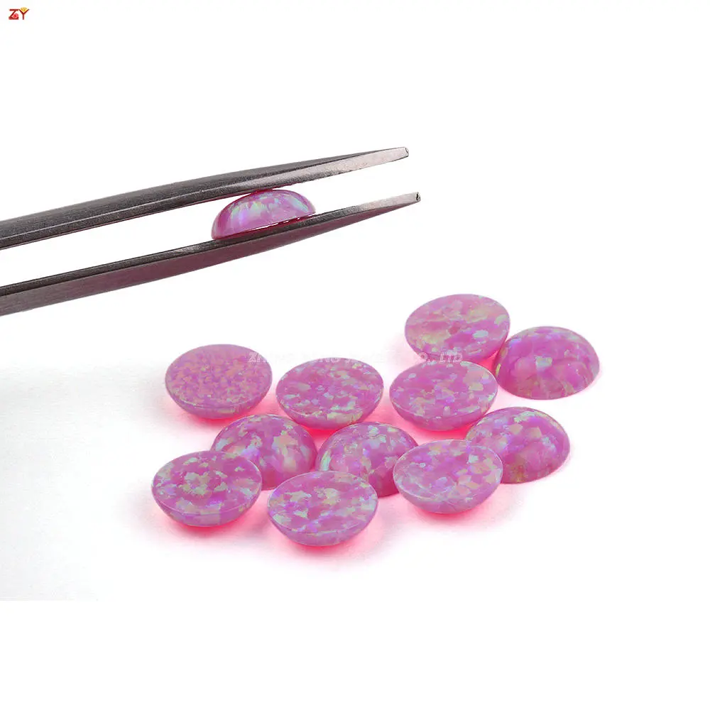Alta qualidade vara nail art diy jóias acessório rosa redondo flash pedra sintética fogo bello opala plana volta cortar rosa gemas