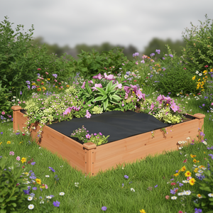 Bac à légumes surélevé en bois de sapin avec doublure en tissu non tissé pour jardinage extérieur 4 pi x 4 pi - Product Image 2