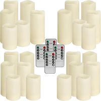 12 bougies LED sans flamme en forme de pilier, couleur ivoire, fonctionnant sur piles, ensemble de bougies réalistes, flamme 3D, commande par bouton, décoration de la maison, mariage