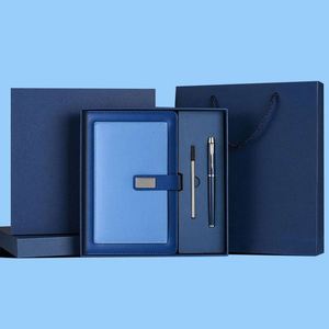 Wholesale Promotional Luxury Notebook <b>Journal</b> for Gift Custom Luxury Diary Blue PU Leather Notepad Corporate Gift Set With Pen - Product Image 1
