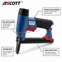 ASCOTT 8016-429 Stapler Pneumatik Profesional 21GA Kawat Halus untuk Bingkai Gambar dan Furnitur Bersertifikasi CE