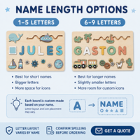 Puzzle en bois éducatif personnalisé sur le thème des dessins animés avec lettres amovibles pour les enfants de 0 à 24 mois, unisexe