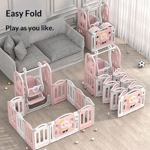 Recinto da gioco per bambini, tappeto da gioco per neonati da interno, parco divertimenti domestico, tappetino per gattonare 1.5x1.8m, plastica rosa e bianca - Product Image 2