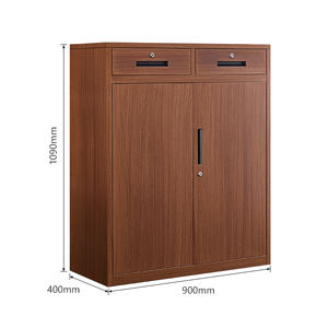 Classeur moderne en métal de couleur <span class=keywords><strong>bois</strong></span> avec 2 tiroirs et étagères armoire de rangement réglable en acier pour bureau - Product Image 6