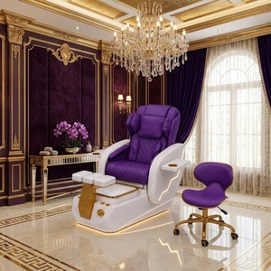 Fauteuil de pédicure de luxe en or blanc <span class=keywords><strong>avec</strong></span> lumière LED, massage électrique, inclinable, porte-gobelet, <span class=keywords><strong>mobilier</strong></span> de salon de manucure et <span class=keywords><strong>spa</strong></span> pour les pieds - Product Image 6