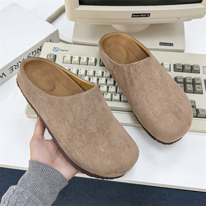 Chaussures décontractées en cuir de vachette Birken pour hommes et femmes, mules rétro à semelle souple, sabots à talon épais, sandales de mode assorties - Product Image 1